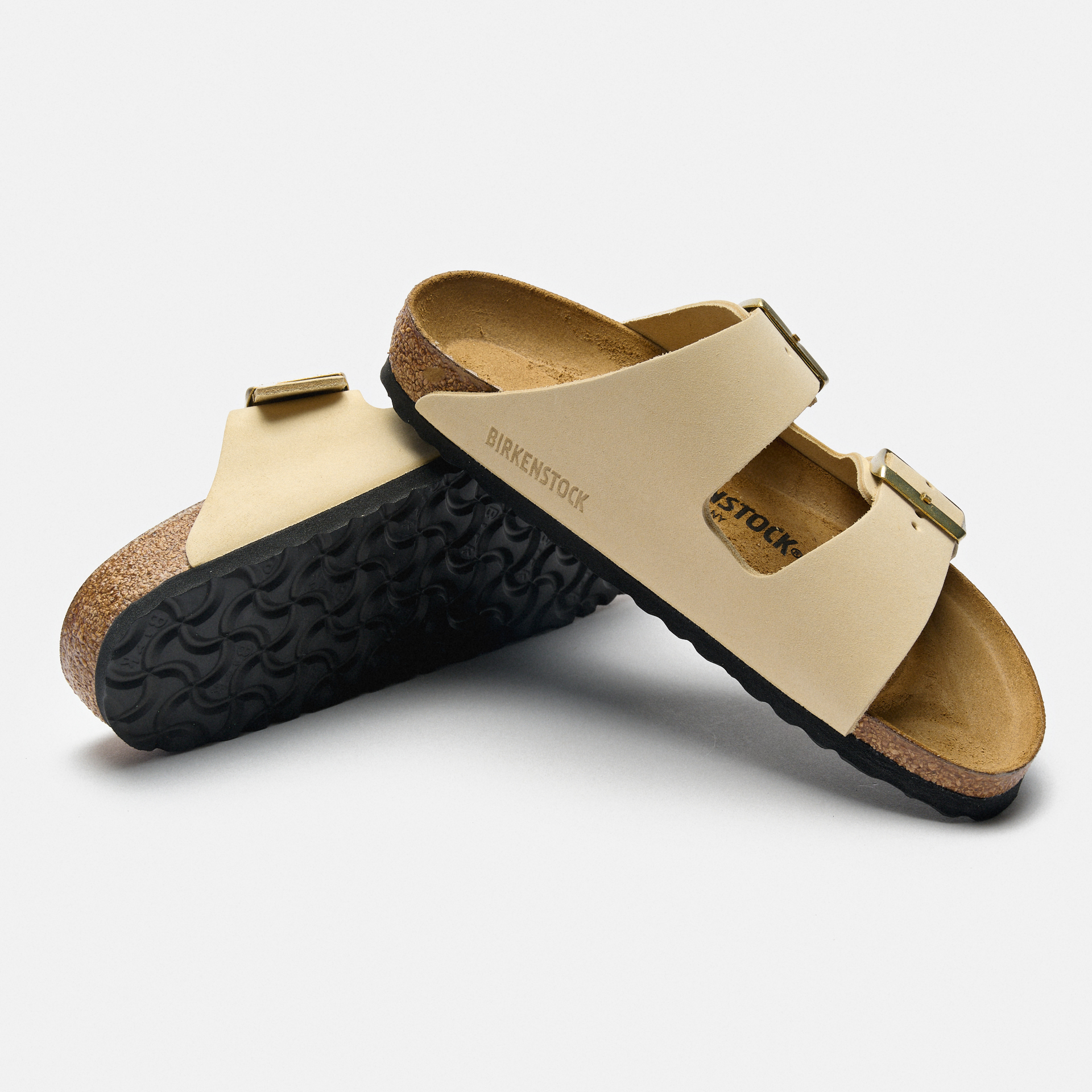 Birkenstock Arizona Nubuk Leather Sandals Narrow Ecru