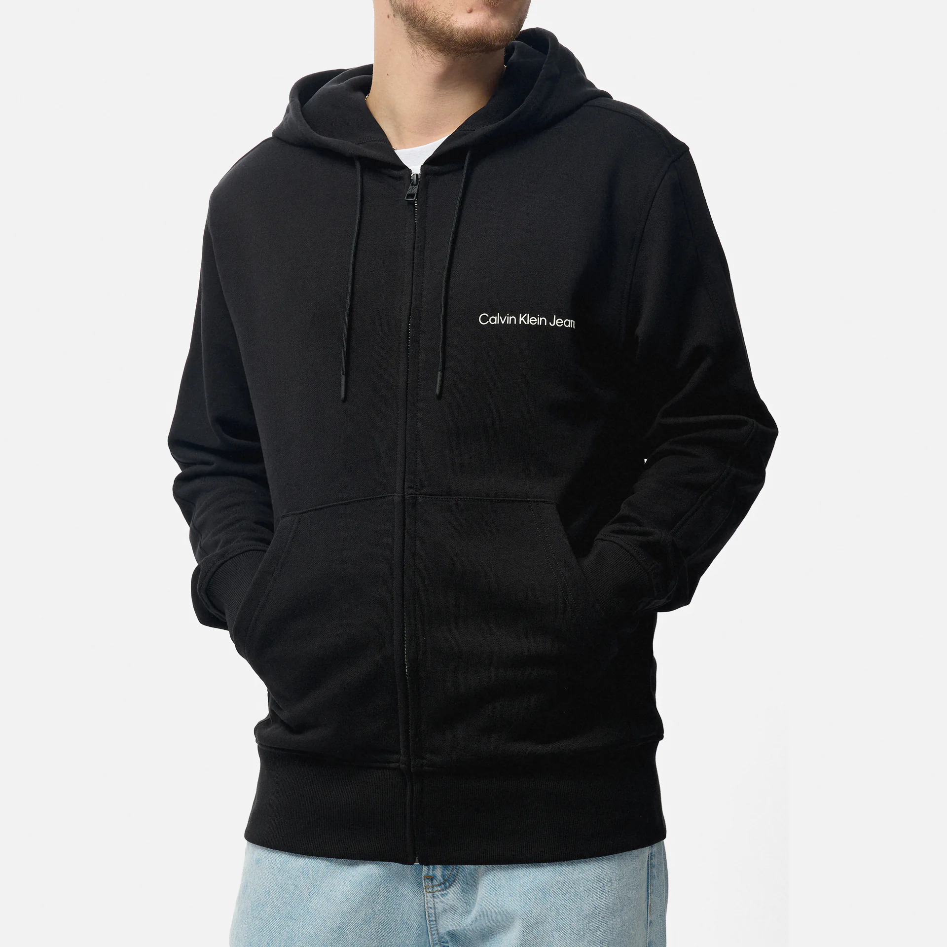 Calvin Klein Jeans Institutional Zip Through Hoodie Black