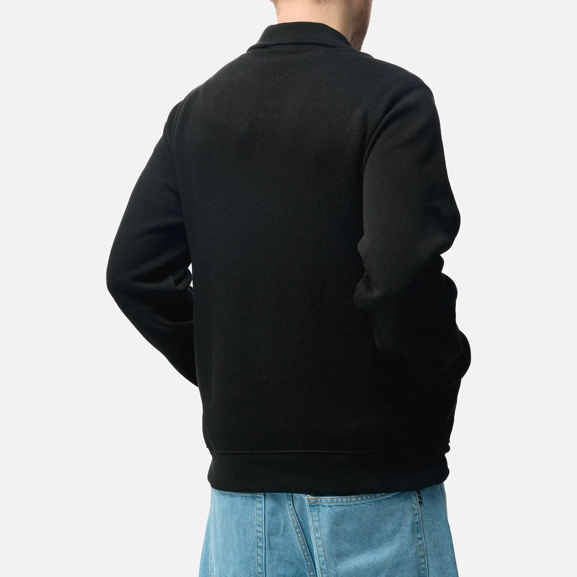 Lacoste Stand-Up Collar Cotton Half-Zip Pullover Black