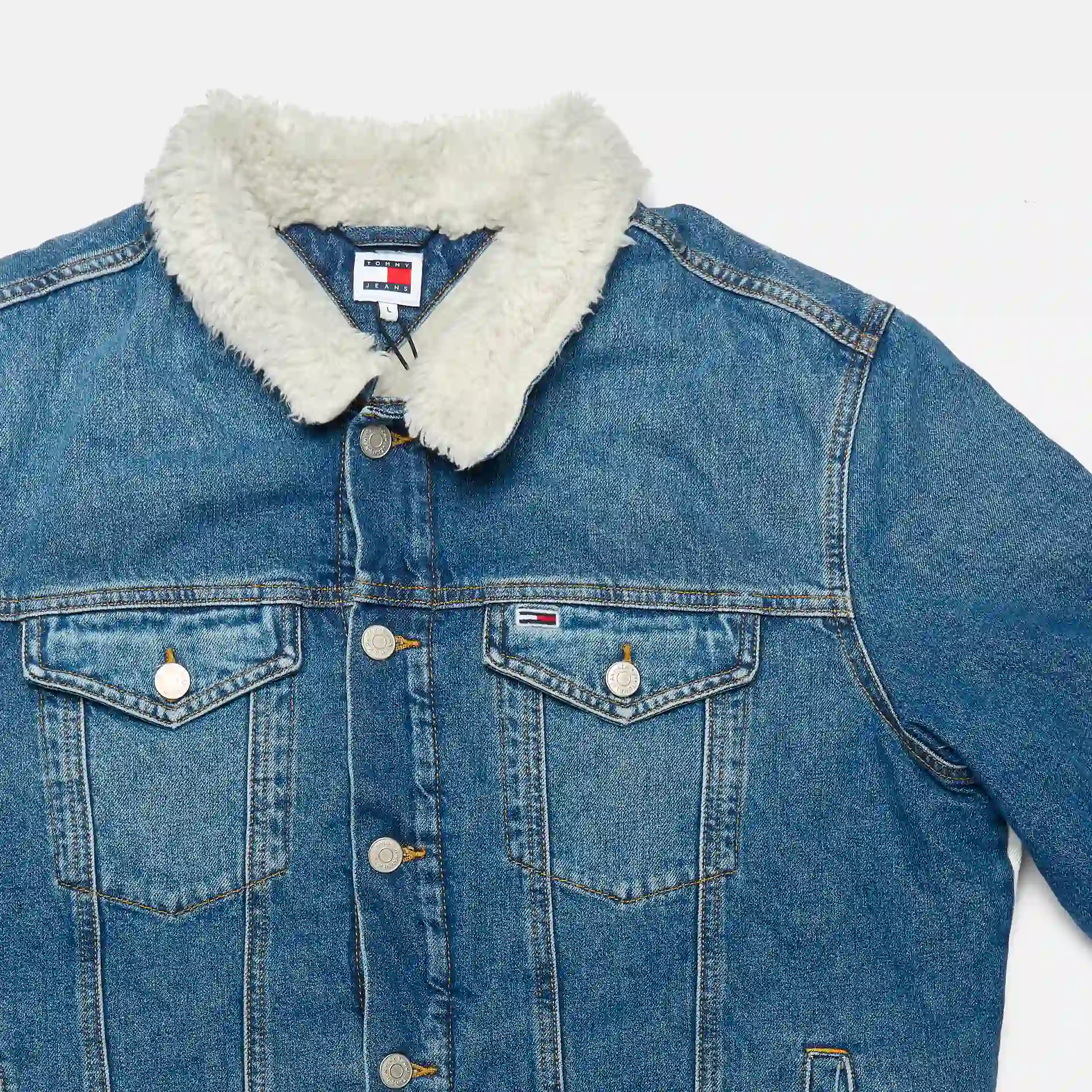 Tommy Jeans Sherpa Flag Jacket Denim Medium 