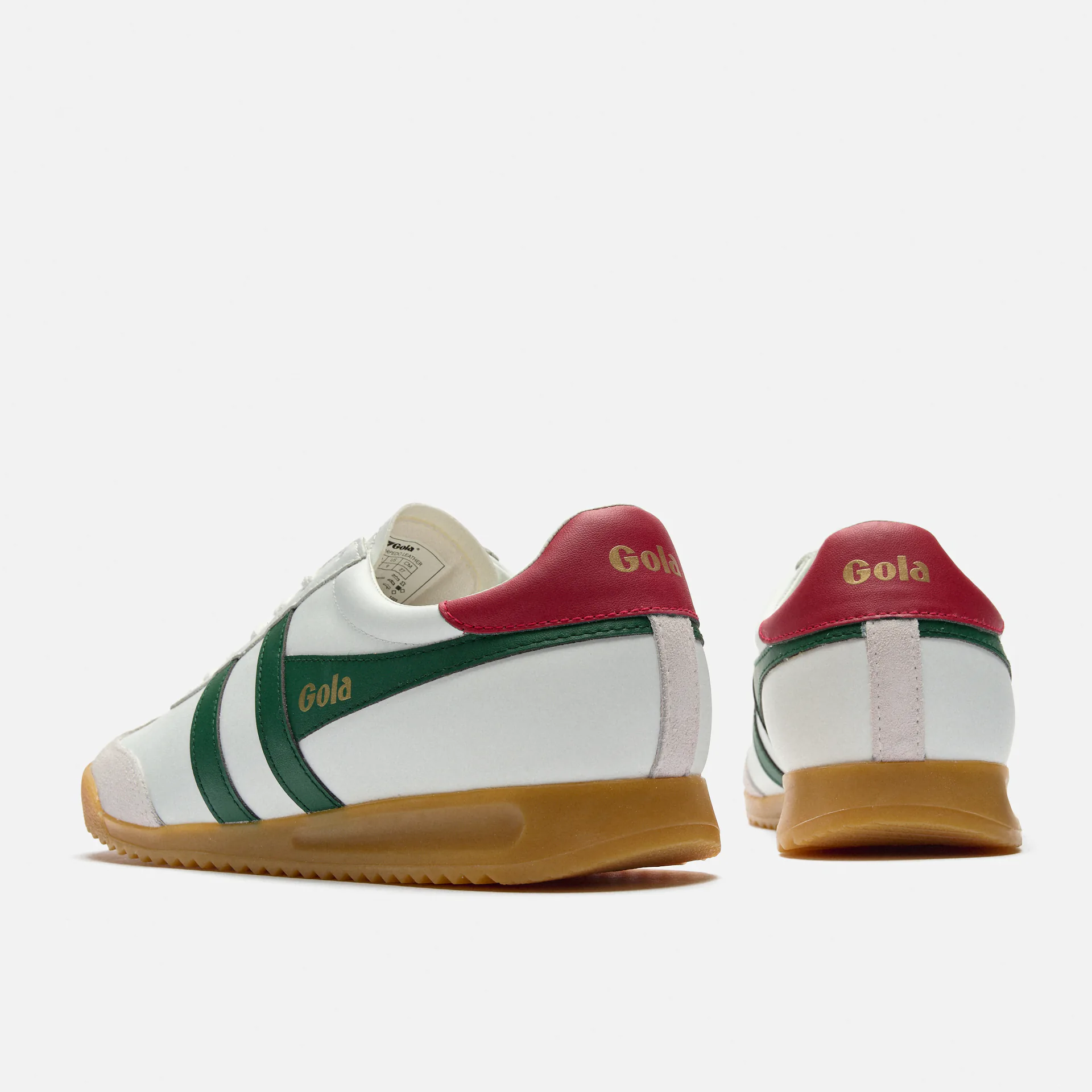 Gola Torpedo Leather Sneaker White/Evergreen/Deep Red