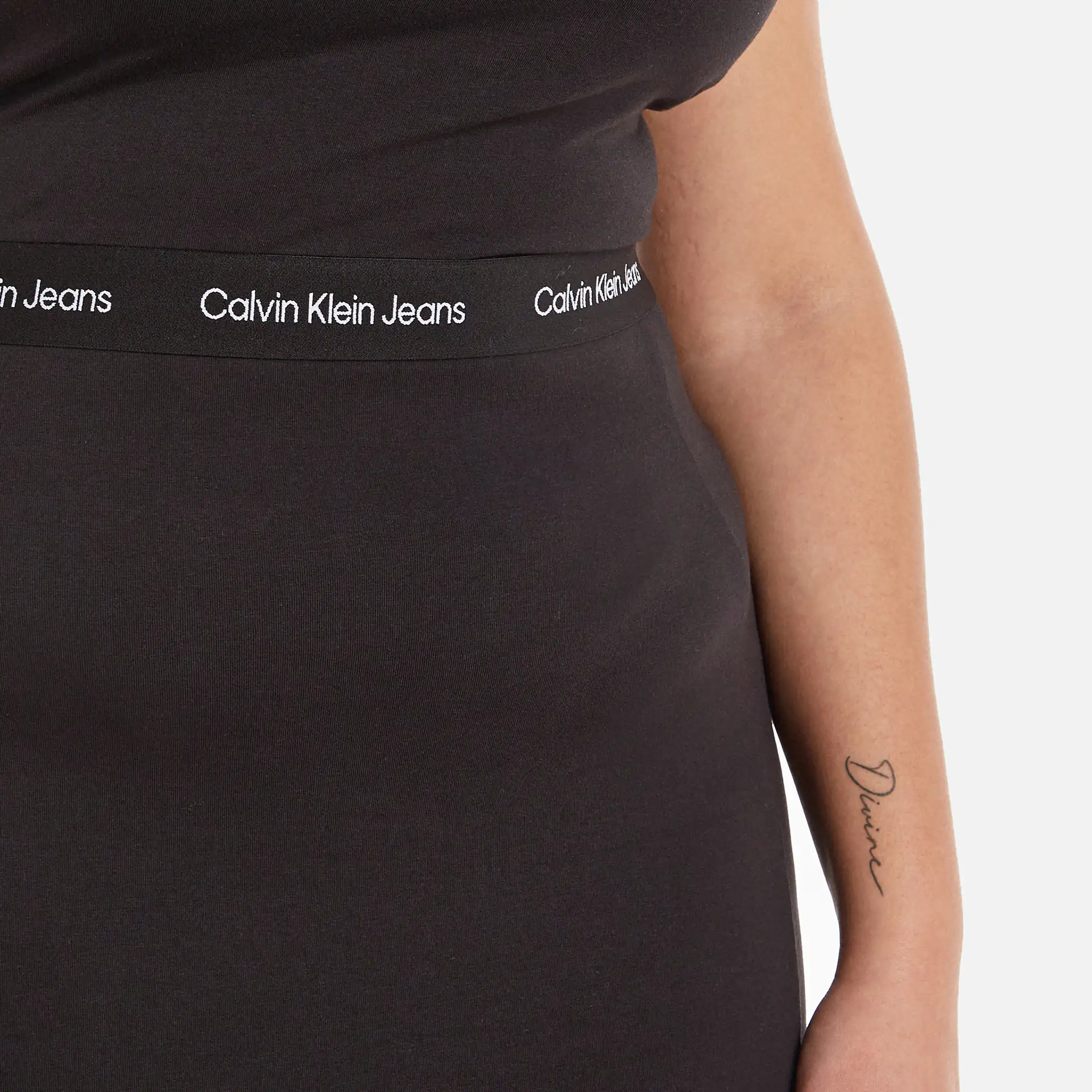 Calvin Klein Jeans Logo Elastic Strappy Dress Black 