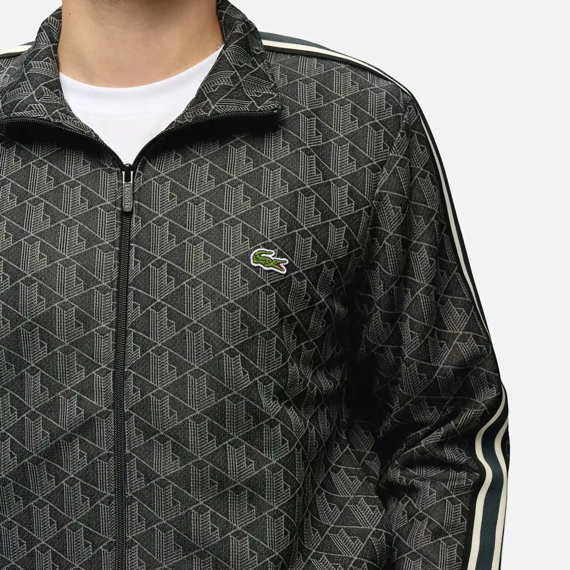 Lacoste Paris Monogram Jacquard Track Jacket Black/Graphite