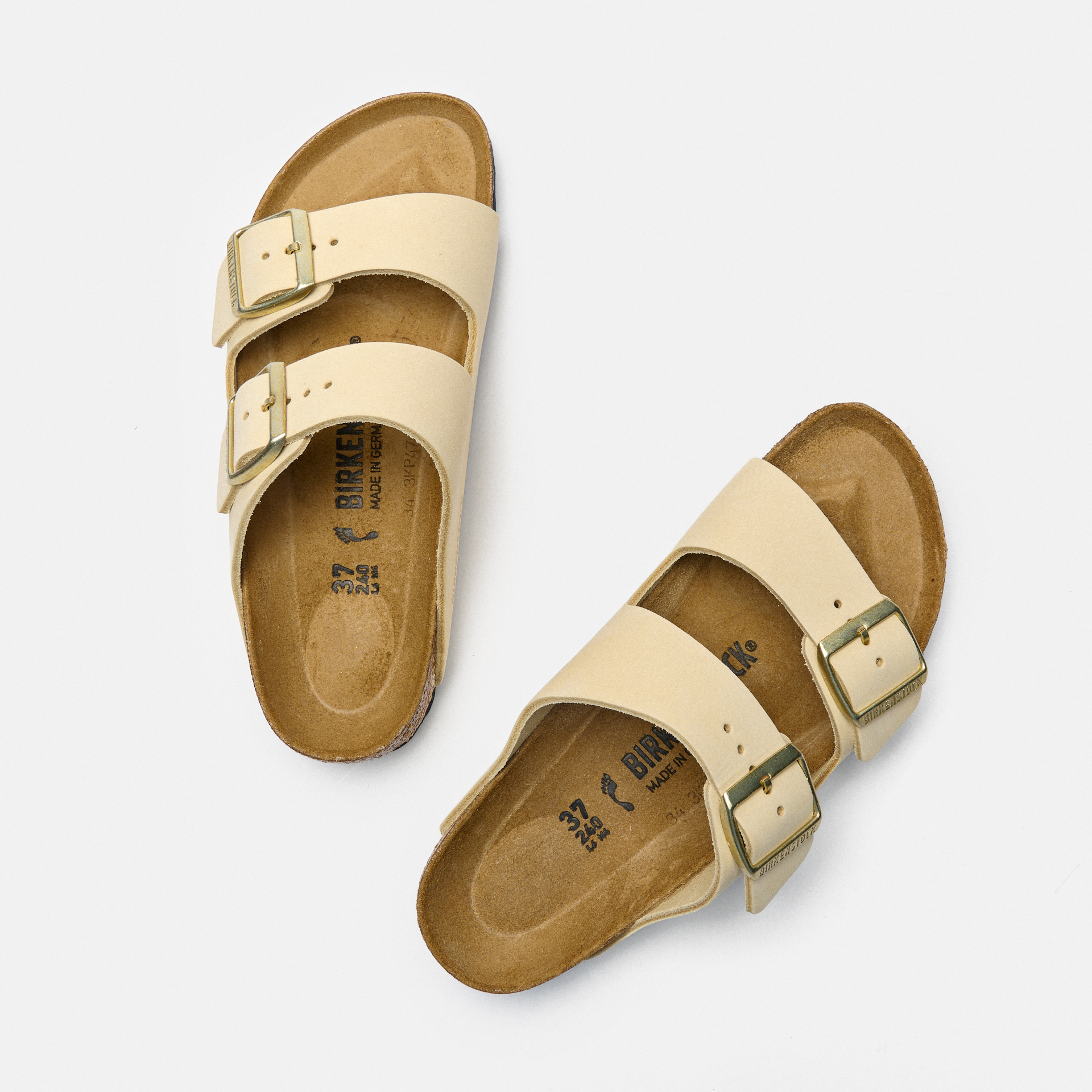 Birkenstock Arizona Nubuk Leather Sandals Narrow Ecru